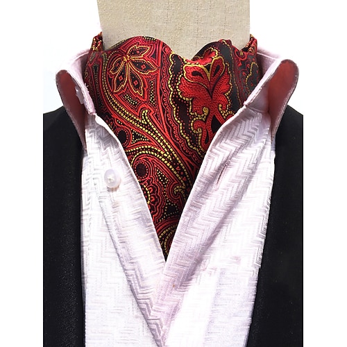 Herren-Ascot-Krawatte mit Paisleymuster – elegantes Halstuch aus Kunstseide für formelle Anlässe, Hochzeiten und Partys – Krawatte mit Vintage-Blumenmuster Image