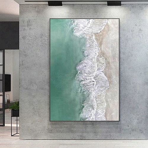 Mintura handgefertigte Ölgemälde mit Strandlandschaft auf Leinwand, Wandkunst, Dekoration, modernes abstraktes Bild für die Inneneinrichtung, gerolltes, rahmenloses, ungedehntes Gemälde Image