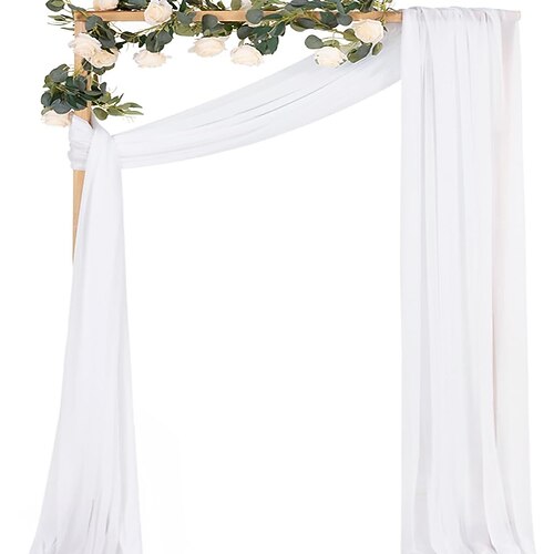 Hochzeitsbogen Drapierungsstoff Herbst Hochzeitsbogen Chiffonstoff, transparente hängende Vorhänge Arrangement für Hochzeitszeremonie Kulisse Outdoor Party Swag Home Dekor Image