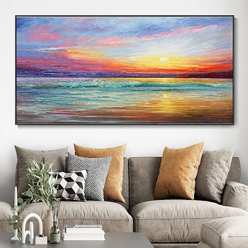 Hang-Ölgemälde Handgemalte Horizontal Abstrakt Landschaft Klassisch Modern Ohne Innenrahmen (ohne Rahmen) Image