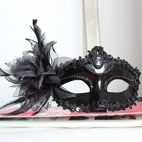 Arlecchina Halloween Venezianische Maske Columbina Karnevalsmaske Blumen Stil Halbgesicht Erwachsene Damen Halloween Karneval Party Maskerade Karneval von Venedig Einfache Halloween-Kostüme Verkleiden Image