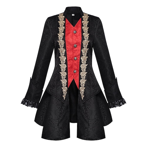 Punk Gothic Mittelalterlich Renaissance Mantel Jacke Frack Prinz Gentleman Kostüm Damen königlich Steampunk Halloween Maskerade Veranstaltung / Fest Maskerade Erwachsene Mantel Image