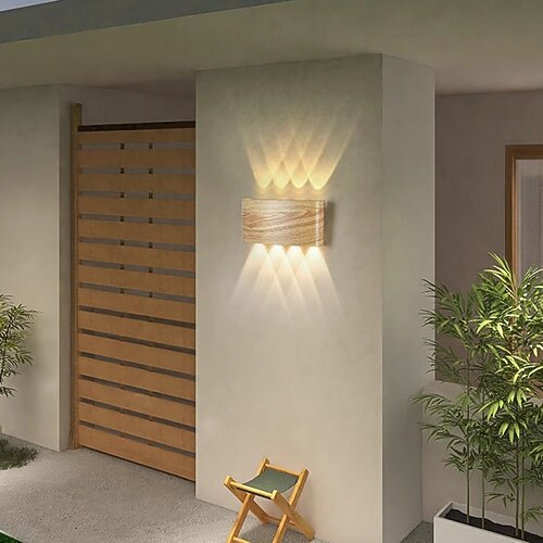 LED-Wandleuchten für drinnen und draußen, Wandleuchte in Holzoptik, Auf- und Ab-Spotlicht für Flur, 110–240V, 5W Image