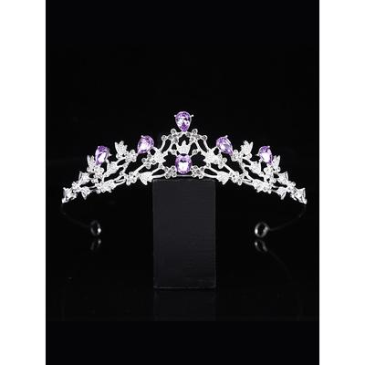 Silver Bridal Tiara with Heart-Shaped Rhinestones and Intricate Floral Design - Perfect for Weddings, Proms, and Special Occasions