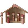 Crèche en bois avec figurines peintes talina, 6 figurines