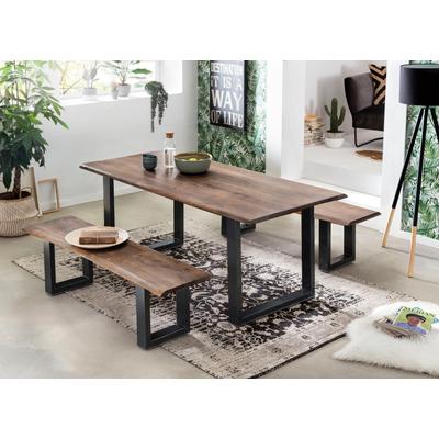 Esstisch SIT "Tops&Tables", braun (nussbaumfarbig), B:140cm H:77cm T:80cm, Tische, Tischplatte aus Akazie mit Baumkante 