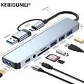 Hub USB C 8 IN 1 a jack da 3,5 mm Adattatore per auricolari Tipo C a USB 3.0 2.0 Docking station per lettore di schede SD TF per MacBook Huawei