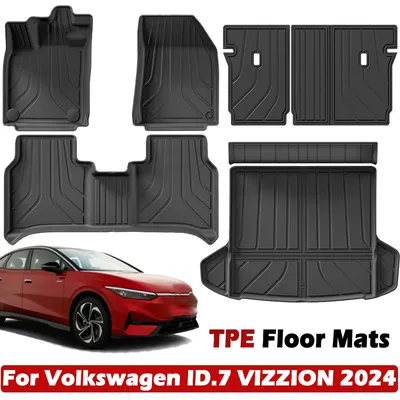 TPE Floor Mats for Volkswagen ID.7 VIZZION 2024,All Weather Floor Liners Trunk Mats Seatback Cushion