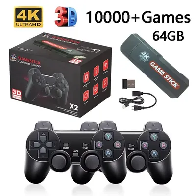 X2 Game Stick Wireless Controller Game Console 64GB 10000 Game HD 4K Games Stick 3D Emuelec 4.3