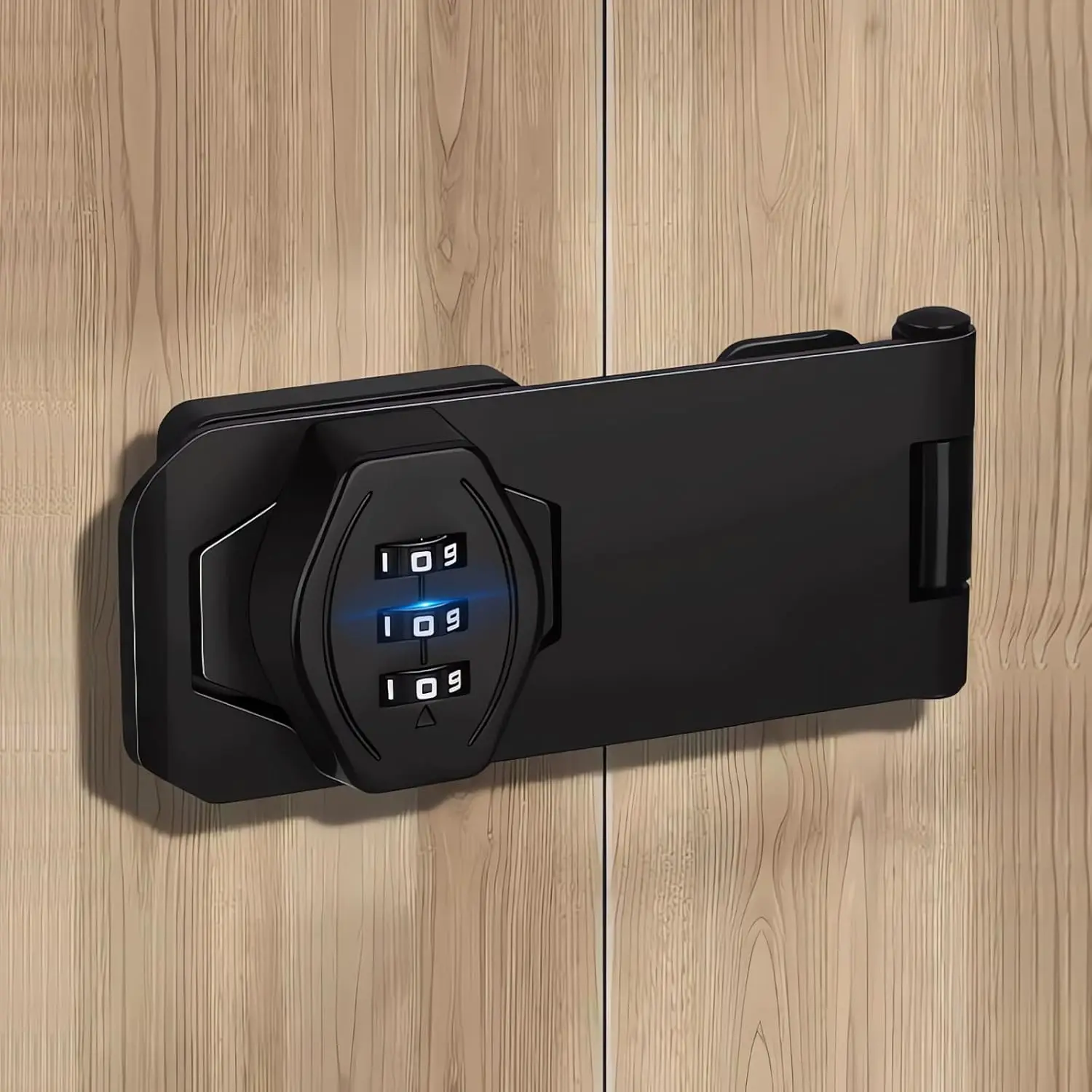 3-Zoll-Passwortdreh-Vorhängeschloss, schwarzes digitales Zahlenschloss, geeignet für kleine Türen, Schränke, Scheunentüren, Badezimmer, aus Image