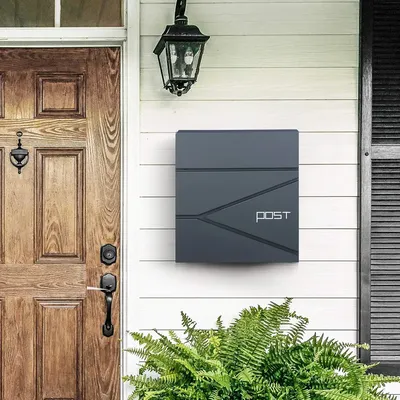 SONGMICS Wall Mounted Post Box with Newspaper Holder, Keys, Easy to Install, Modern Design