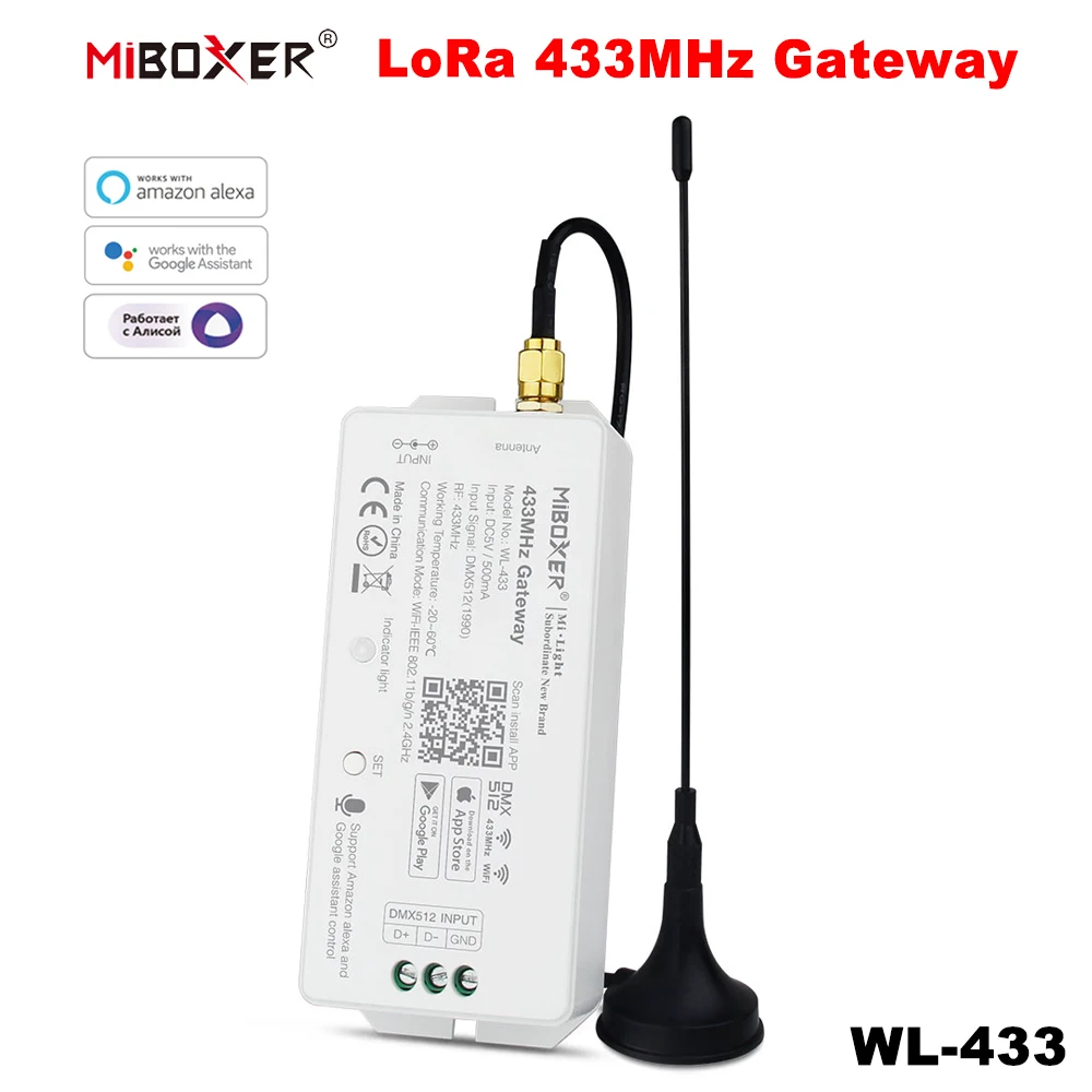 Miboxer WL-433 dc5v lora wifi 433mhz gateway dmx512 (1990) smartphone app sprach steuerung für miboxer 433mhz serie produkte Image