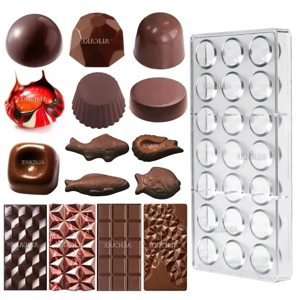 1 Stücke Schokoladenform Polycarbonat Herz Kugel Diamantform Candy Bar für Süßwaren Bäcker Pfannen Tablett Backen Gebäck Werkzeuge Image