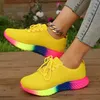 Regenbogen Sohle Turnschuhe Frauen plus Größe 43 atmungsaktive Mesh Plattform Sportschuhe Frau rutsch feste Schnür Tennis schuhe