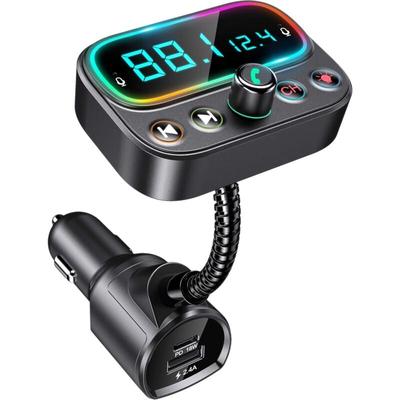 Bluetooth-FM-Transmitter mit Dual-Mikrofon, [eine Taste zum Ausschalten von FM], kabellose