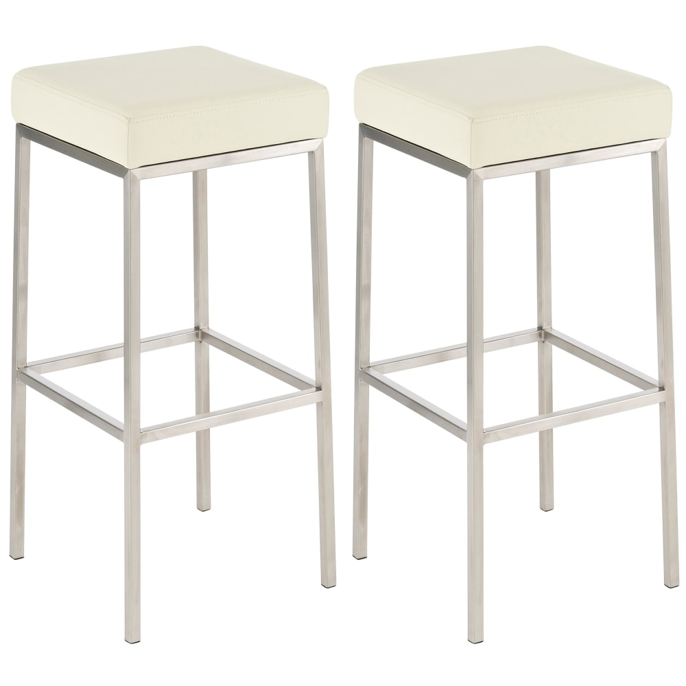 Lot de 2 Tabouret de bar avec pieds en pvc et synthetique Crème