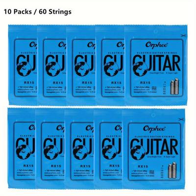 TEMU 5/10 Rx15 Guitar Strings (.009-.042) Hexagonal Steel Alloy Guitar Strings 1 Set Of 6, Suitable For Guitar Models