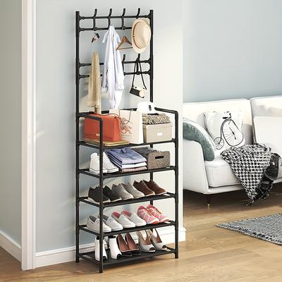 TEMU Stand 5 Shoe Storage Shelves And 8 Entryway Hallway Bedroom Orgainser, Metal Hat Garment Clothes Drying Shoes Stand For