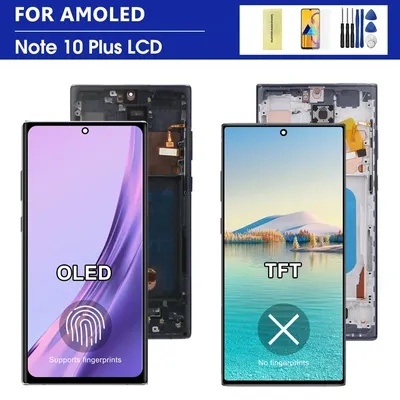 AMOLED / TFT Note 10 Plus Bildschirmbaugruppe für Samsung Note 10+ N975F LCD-Display Touchscreen mit Rahmenunterstützung S Pen