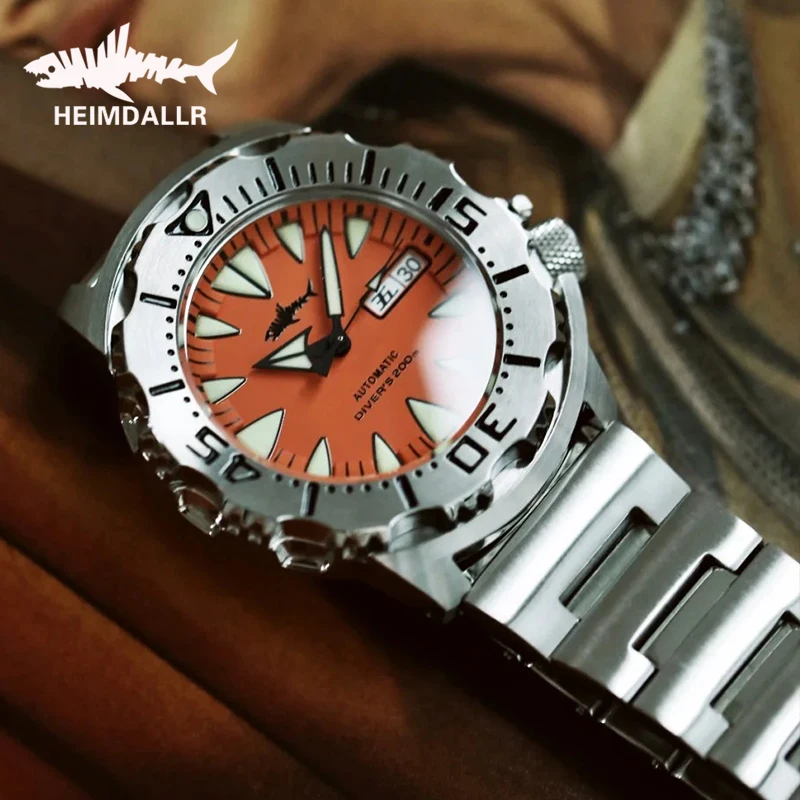 Heimdallr Sharkey Monster Taucheruhr, 20 Bar, wasserdicht, Saphirglas, C3, leuchtend, NH36A, automatische mechanische Herren-Armbanduhr Image