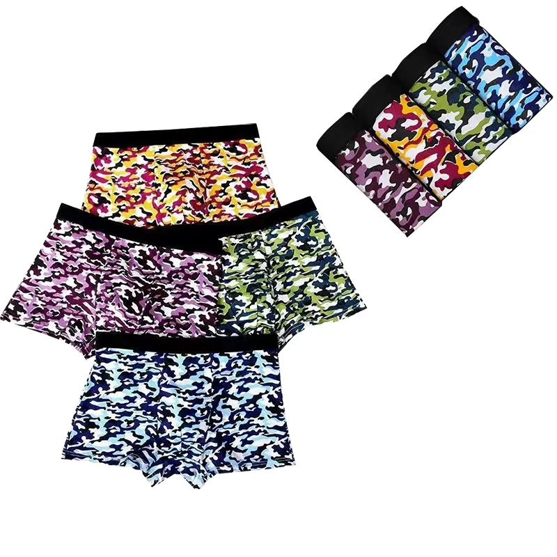 4PCS Männliche Höschen Modal männer Unterwäsche Boxer Atmungsaktiv Sexy Mann Boxer Solide Unterhose Shorts U Konvexen Beutel Männer unterwäsche Image