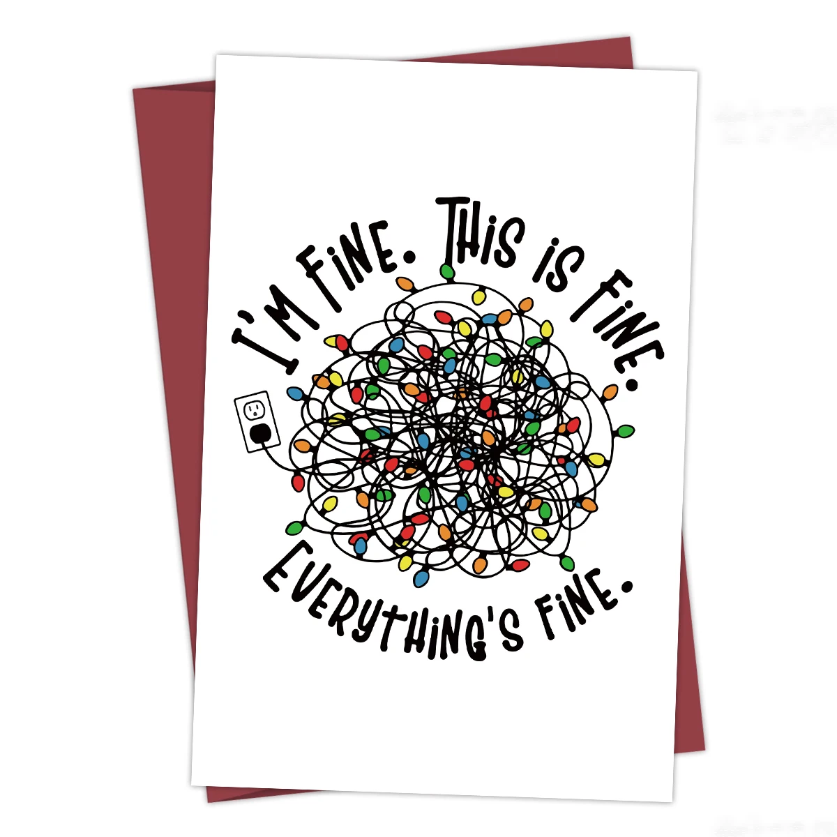 Lustige Weihnachtskarten in verschiedenen Farben, ich bin fein, alles ist fein, humorvolle Weihnachtsgrußkarte mit leichtem Design, Weihnachtsgeschenkkarten Image