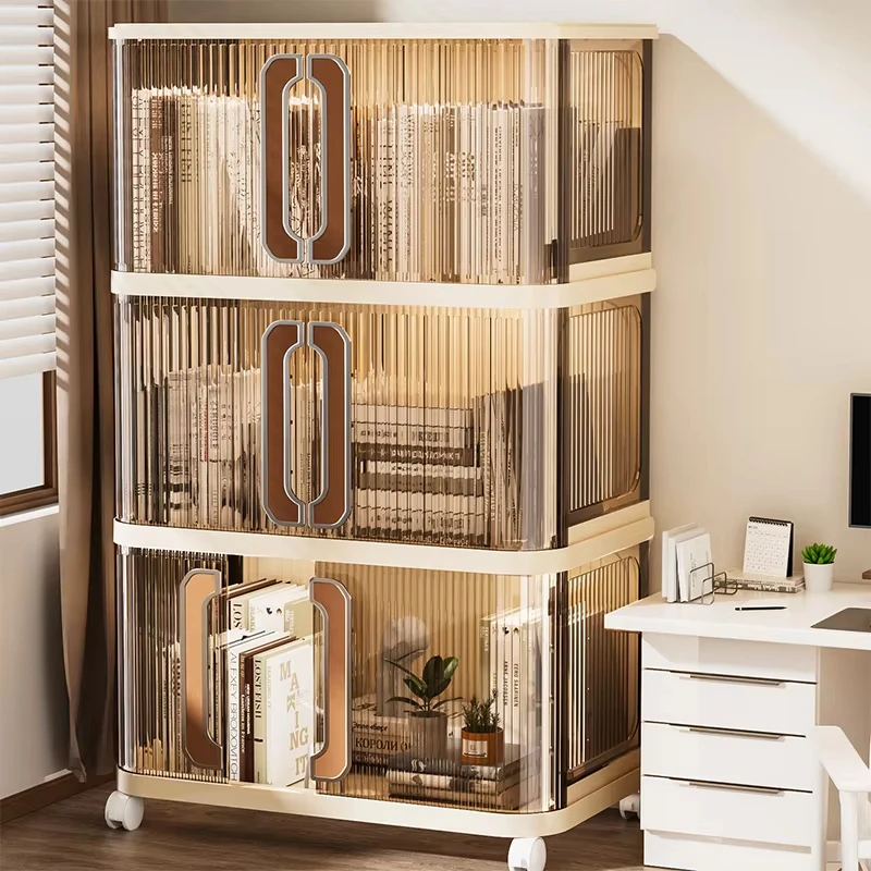 1 faltbarer Kunststoff-Aufbewahrungsschrank, Haushalts-Snack-Spielzeugschrank, große Kapazität, Doppeltür-Aufbewahrungsbox, mehrschichtiger Aufbewahrungsschrank