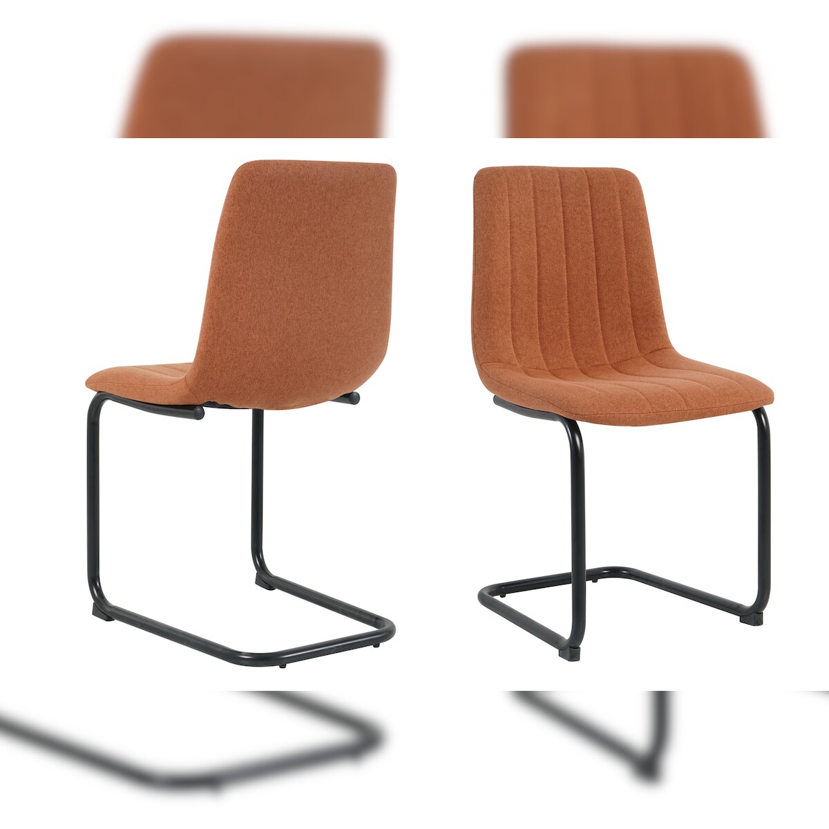 Möbilia Freischwinger-Stuhl, 2er-Set | Bezug Strukturstoff | Gestell Metall | B 43 x T 53 x H 87 cm | braun – schwarz | 21020070 | Serie STUHL Image