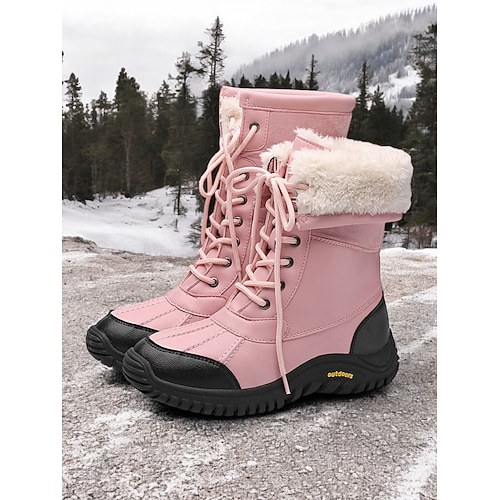 Damen-Winterstiefel mit Schnürung – wasserdichte, isolierte Stiefel mit Kunstfellfutter für Abenteuer im Freien Image