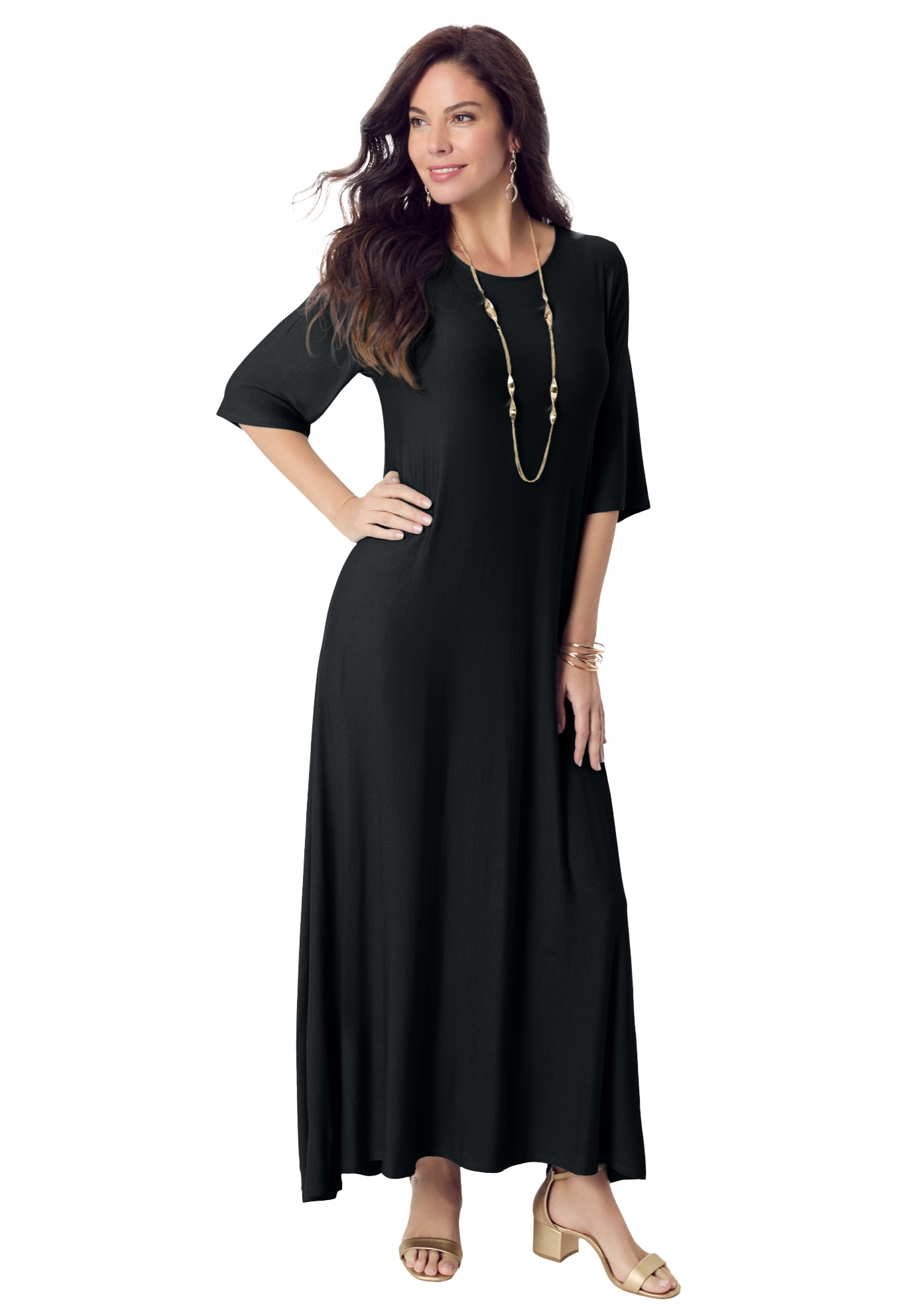 Plus Size Women's High Low Jersey Maxi Dress by Roaman's in Black (Size 14/16)