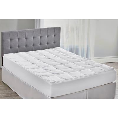 Jacquard Knit Cooling Mattress Pad by BrylaneHome in White (Size FULL)