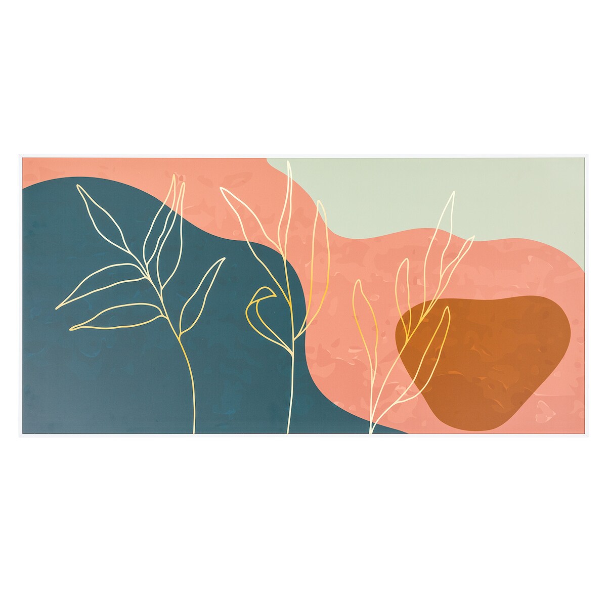 Klarstein Wonderwall Air Art Smart Infrarotheizung 60x120 cm 700W Wandinstallation App-Steuerung Goldene Linien Abstrakt Image