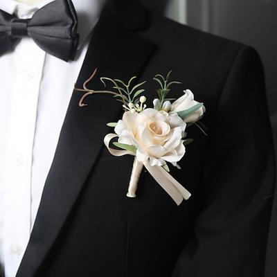 boutonniere da sposa maschile boutonniere rosa e rosso per sposo e testimoni accessori floreali decorazioni per abiti da ballo