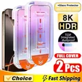 2 pezzi protezione schermo senza polvere facile installazione per iPhone 15 14 13 11 12 16 Pro Max Mini XR X XS MAX 7 8 15 16 Plus vetro HD