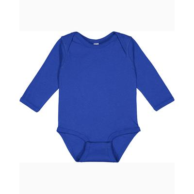 Rabbit Skins 4411 Infant Long Sleeve Baby Rib Bodysuit in Royal Blue size 18MOS | Ringspun Cotton LA4411, RS4411