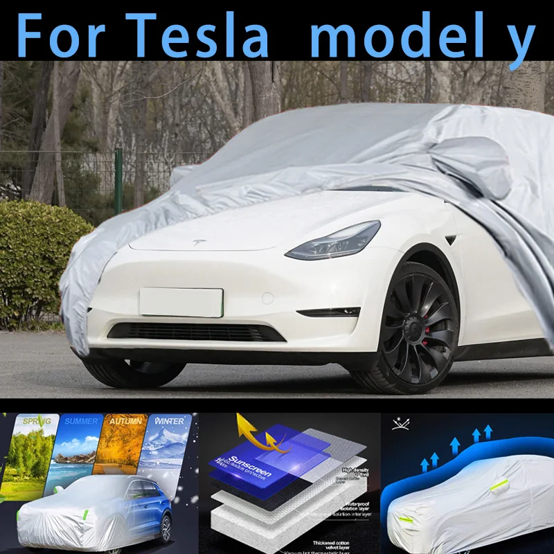 Per Tesla modello y Protezione esterna Coperture per auto complete Copertura per neve Parasole Protezione esterna per auto antipolvere impermeabile