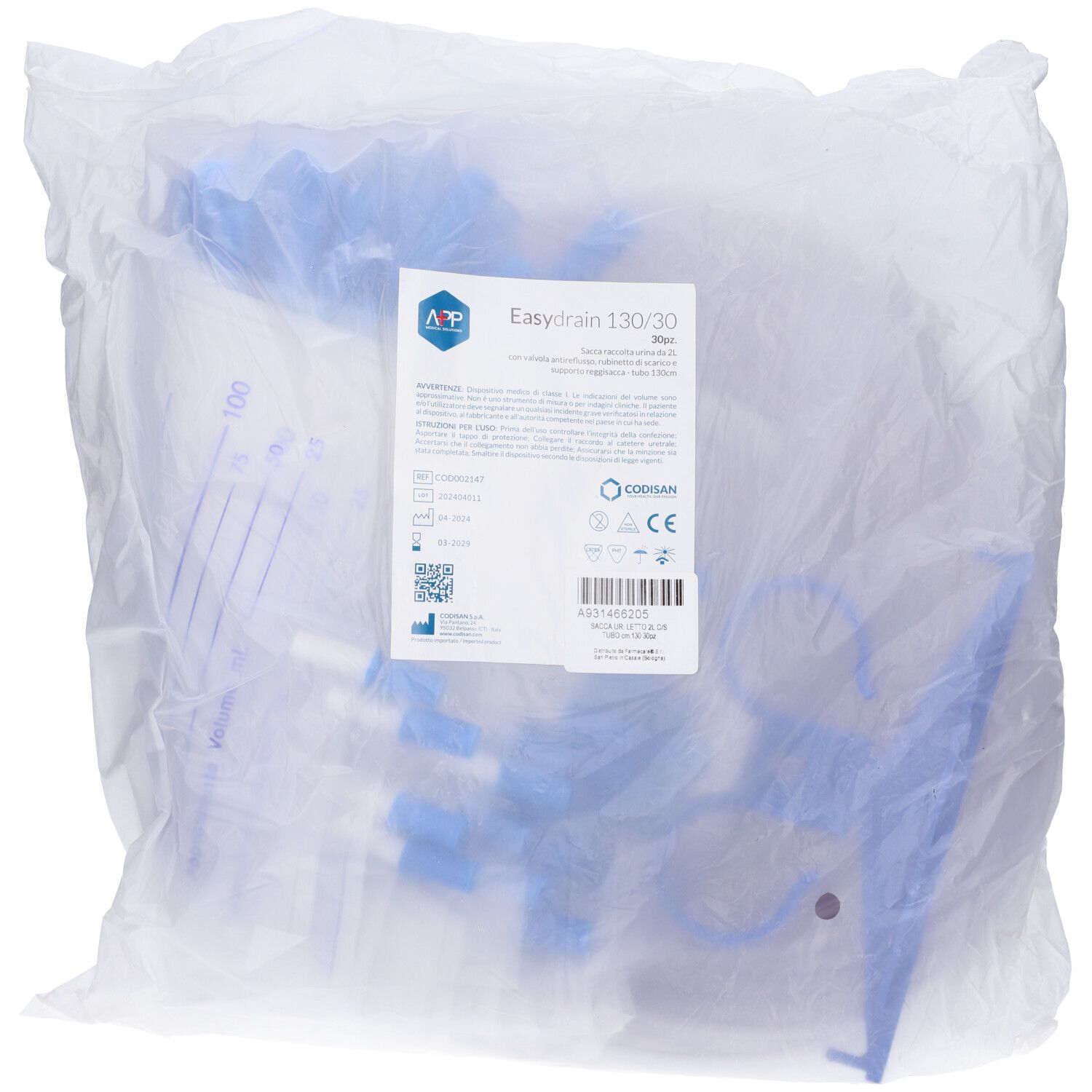 Sacca Da Letto Per Raccolta Urina 2 Litri Con Scarico Tubo 130Cm 30 Pe