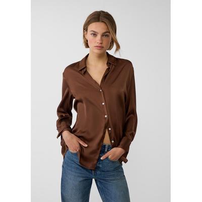 Stradivarius Satin collared shirt Brown L