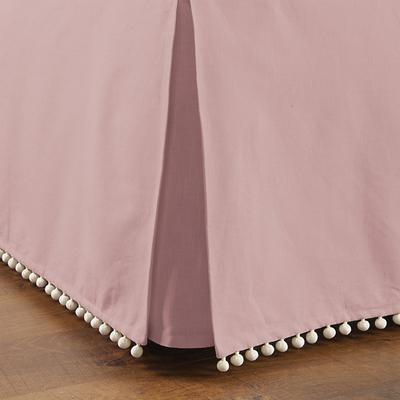 Audree Pom Pom Bedskirt - Woodrose, King - Ballard Designs
