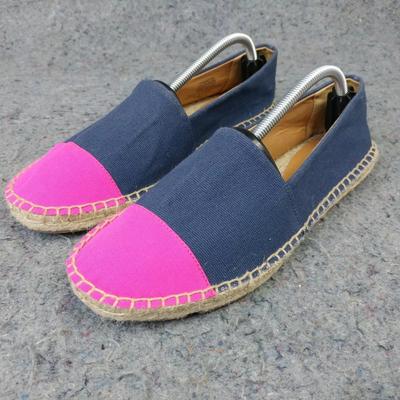 J. Crew Shoes | J. Crew Espadrille Flats Womens 7.5 Shoes Canvas Blue Pink Casual Slip On | Color: Blue/Pink | Size: 7.5