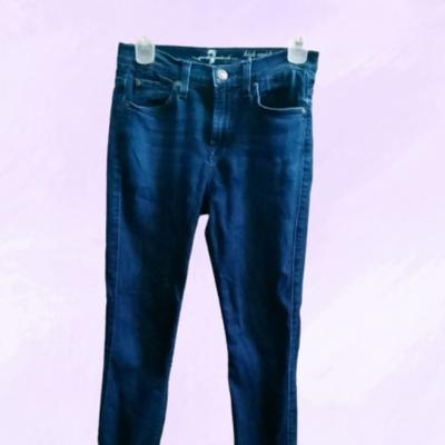American Eagle Outfitters Jeans | 7 For All Mankind High Waist Ankle Gwenevere Denim Jeans In Dark Wash Blue 25 | Color: Blue | Size: 25
