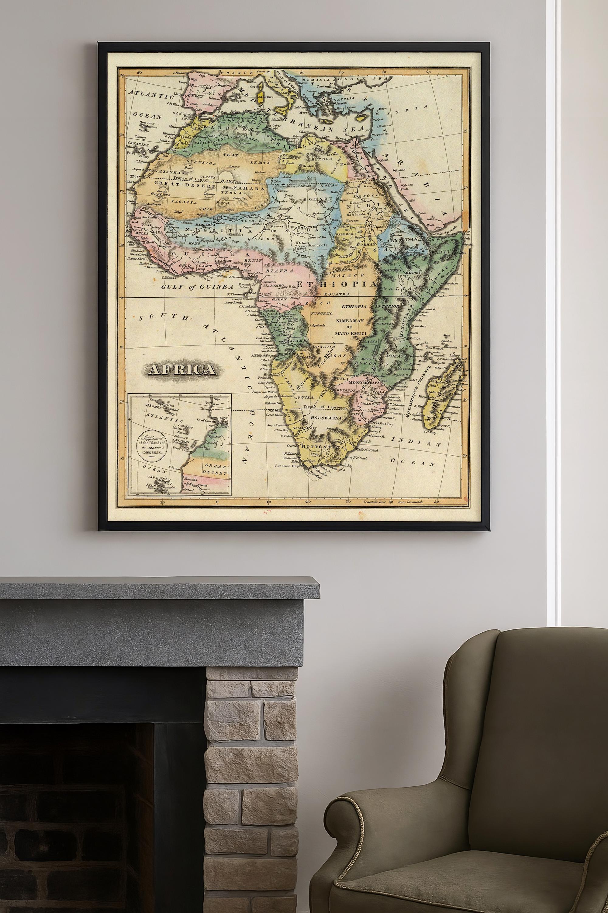 alte Landkarte Afrika | 19th Century Dekorative Kartographie | Vintage Afrikanische Wandkunst Druck