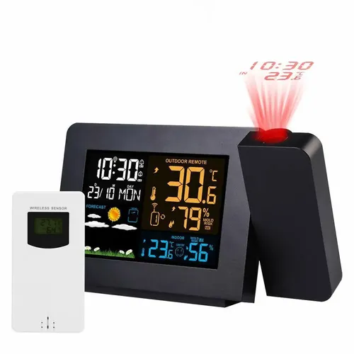 Horloge de Projection électronique, Station météo, prévisions météorologiques, température et
