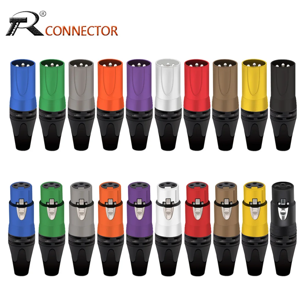 20 stücke/10 sätze Bunte 3Pin XLR Weibliche + Stecker 3 Pole XLR Buchse Mikrofon Stecker Kanone MIC Audio kabel Draht Anschlüsse Image