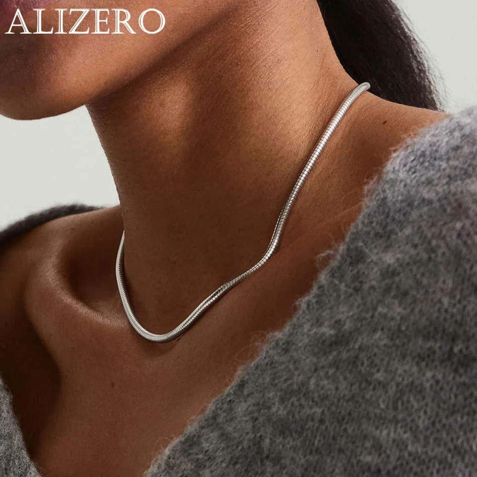 ALIZERO 925 Sterling Silber 3 MM Schlangenkette Halskette Für Frauen Männer Mode Hip Hop Einfache Halsketten Schmuck Großhandel 40-75 cm