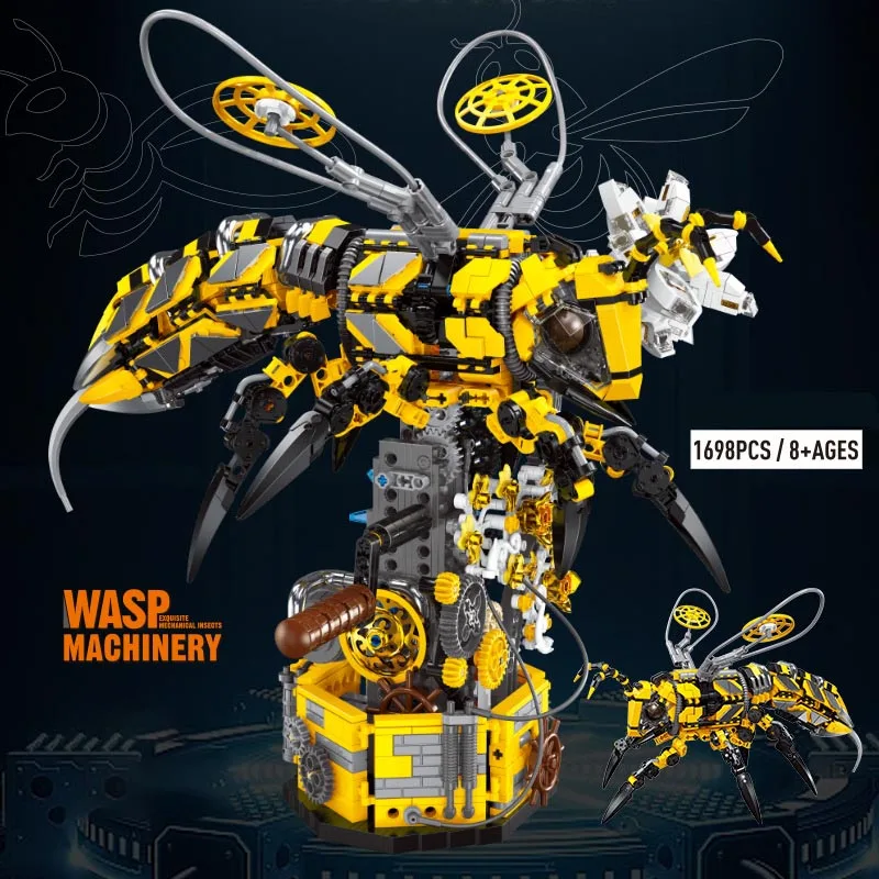 Stadt moc 1698 stücke mechanische Insekten Hummel Modell Kit Bausteine DIY kreative Mech Biene Ziegel Spielzeug für Kinder Jungen Geschenke Image