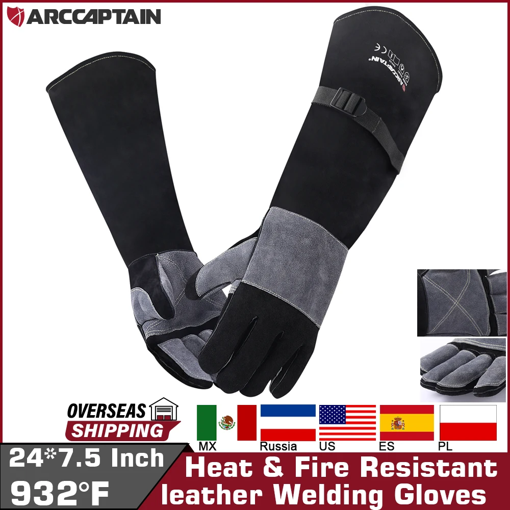 ARCCAPTAIN Schweißhandschuhe, 61 cm, multifunktional, funktioniert, hitzebeständig, MMA-Stick, WIG-Schnitt, MIG-Grill, Herd für Zuhause, zusammenklappbarer Grill Image