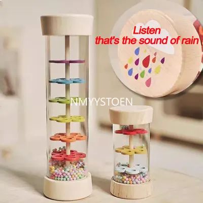 Baby Holz Regen Sound Rohr Simulation Regen Sound Holz Spielzeug Geschenk Sanduhr Spaß Musik Shaker Frühe Bildung Aufklärung Spielzeug Image