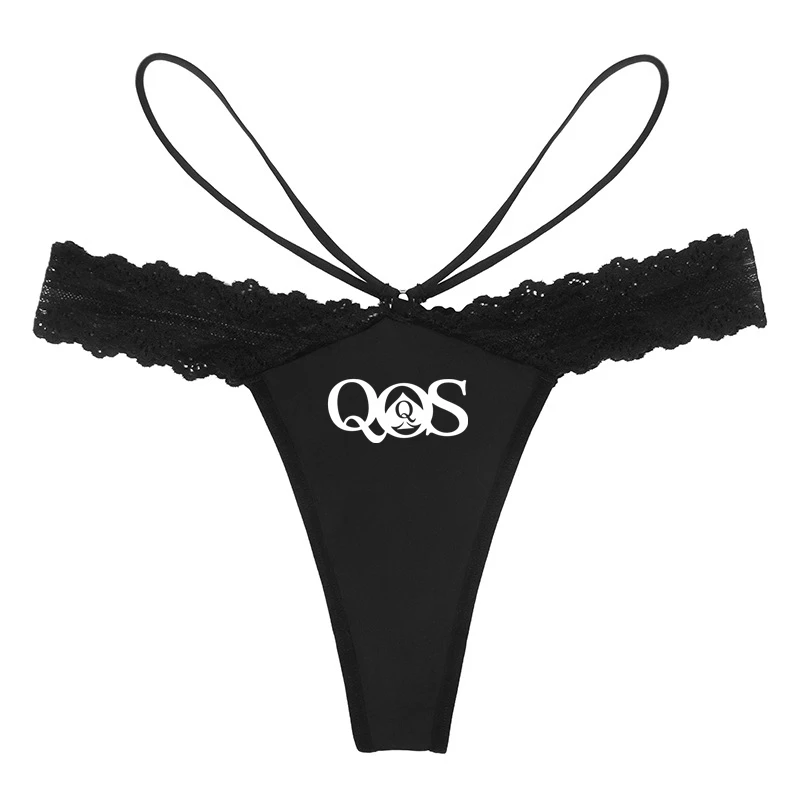 Nouveau sous-vêtements tendances QOS femmes Sexy dentelle Lingerie tentation reine de pique imprimer G String sous-vêtements coquins pour les femmes