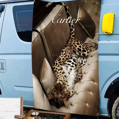 Schwarz weiß Mode Leopard Luxus Tier kreative Muster hängende Flagge Polyester gedruckt Banner Hand Image